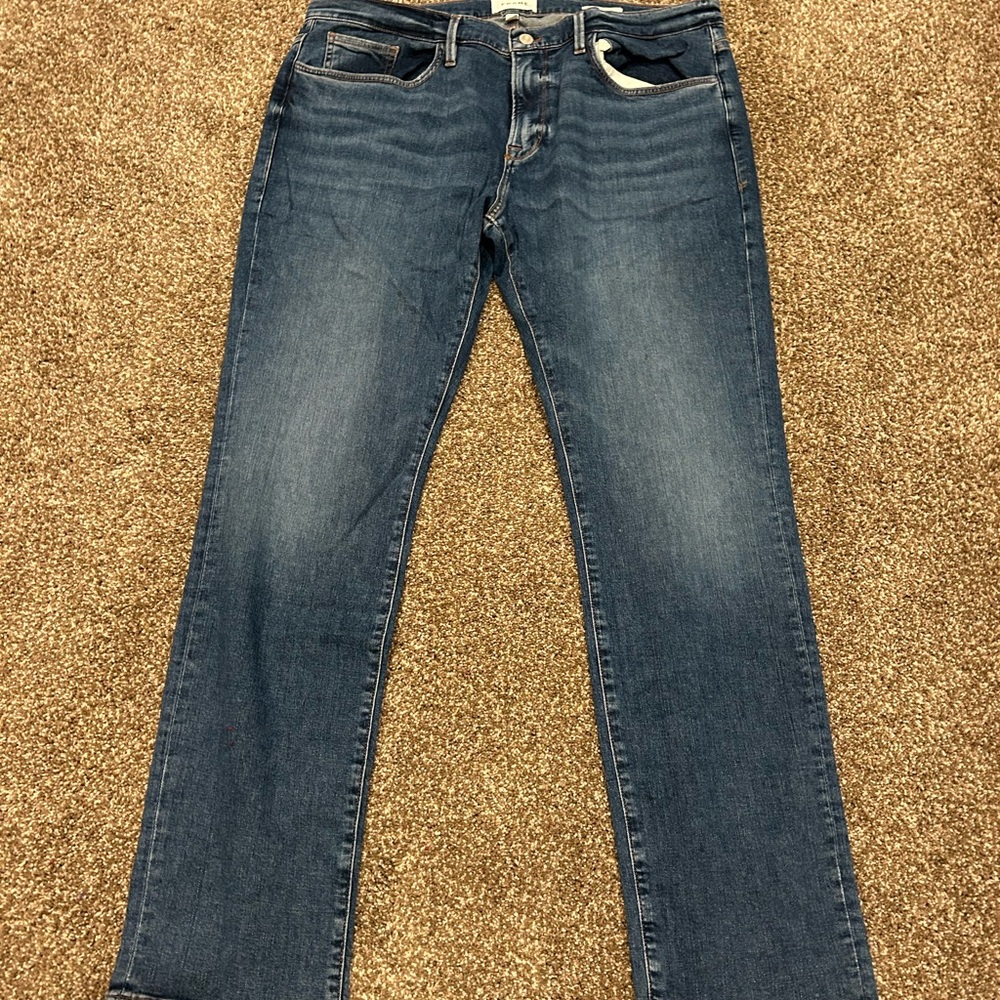 Frame Denim Men's Straight Jeans in Dark Blue